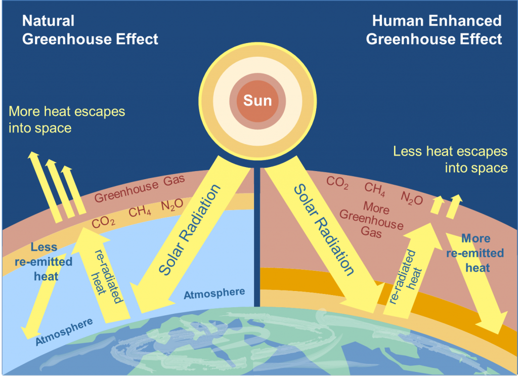 Image result for greenhouse effect and enhanced greenhouse effect
